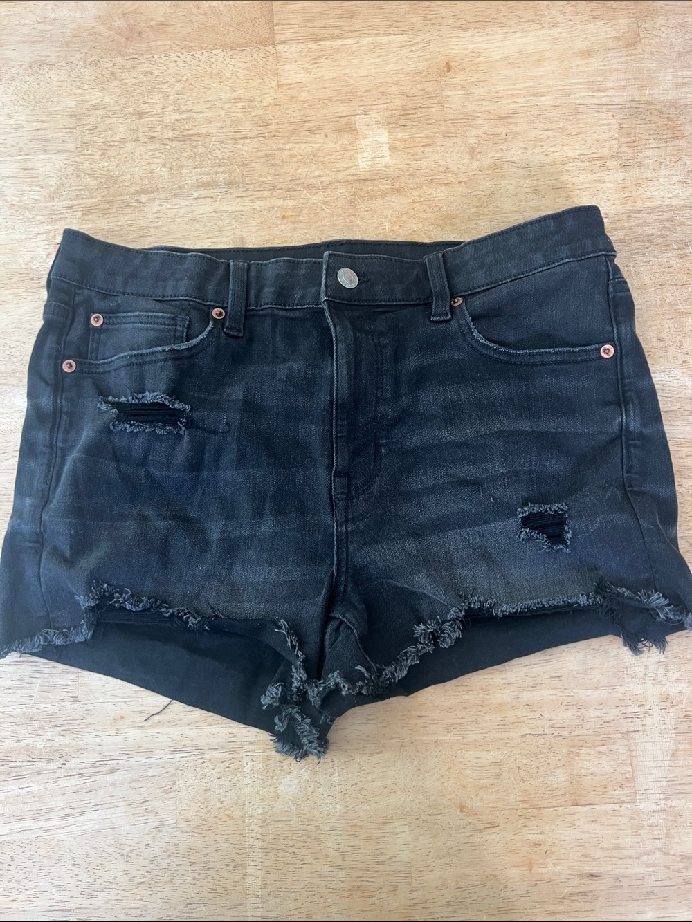 American Eagle Outfitters Black Distressed Jean Shorts
